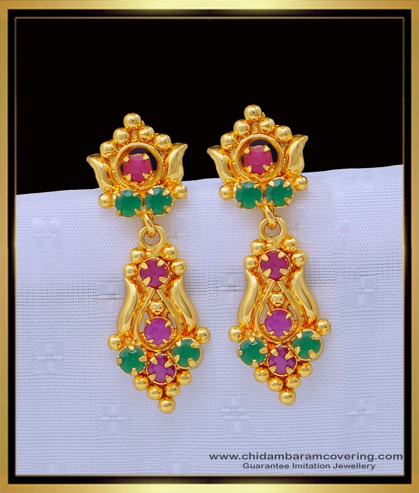  big danglers, plain danglers design,long chain earrings, stone earrings, covering thodu, 