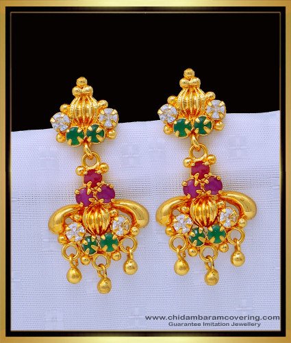 ERG1362 - South Indian Jewelry Daily Use Stone Earrings Thodu Design Buy Online 