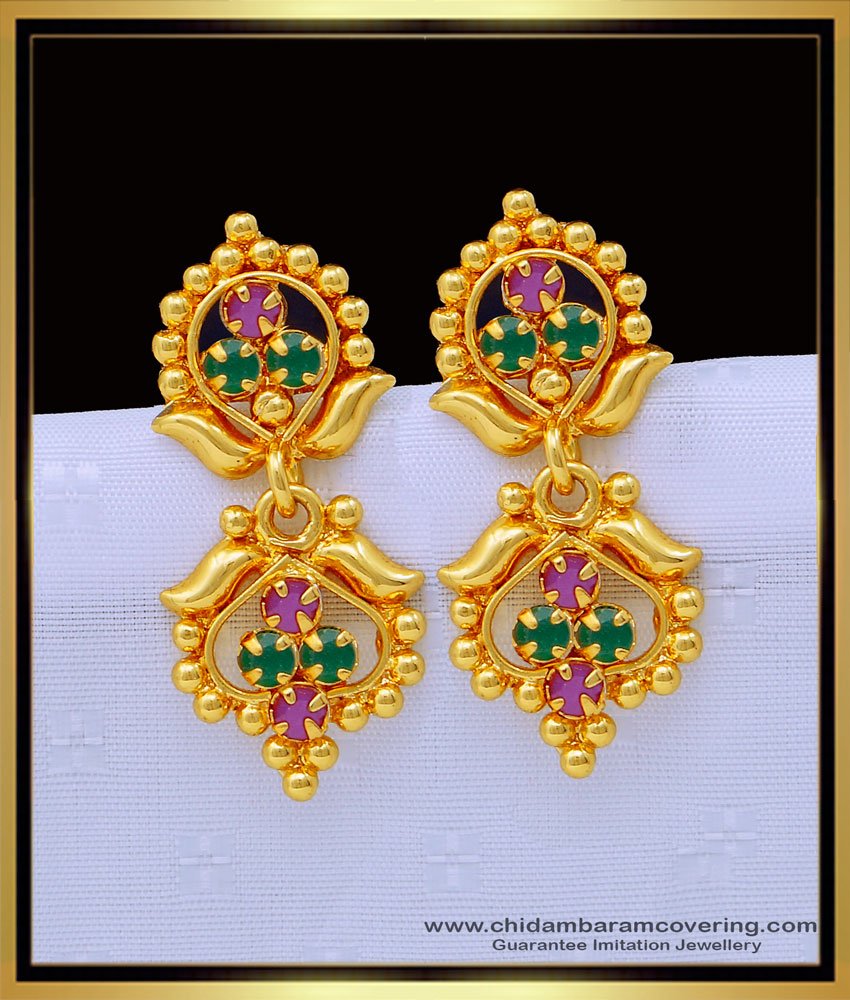  big danglers, plain danglers design,long chain earrings, stone earrings, covering thodu, 