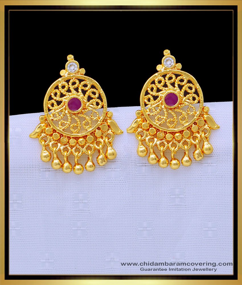 gold covering jewellery, chidambaram gold covering earrings, Kalyani covering online, gold tops, pearl drop earrings in gold, 