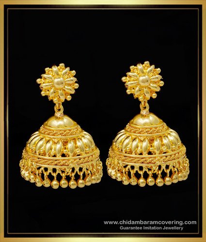 ERG1381 - South Indian Jewellery One Gram Gold Jhumkas Design for Women 