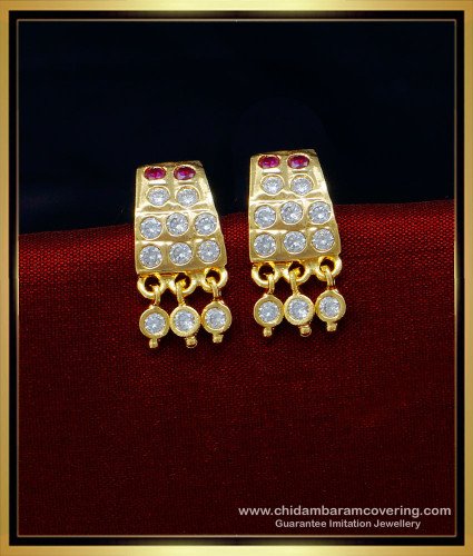 ERG1388 - Simple Gold Earrings Designs Gold Plated Impon Stone Studs for Women 