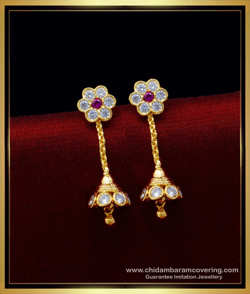 ERG1397 - Latest Impon Jhumkas Model Daily Wear Jimiki Kammal for Girls