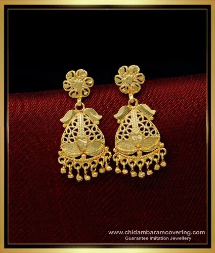 ERG1414 - Gold Plated Traditional Simple Gold Earrings Designs for Daily Use 