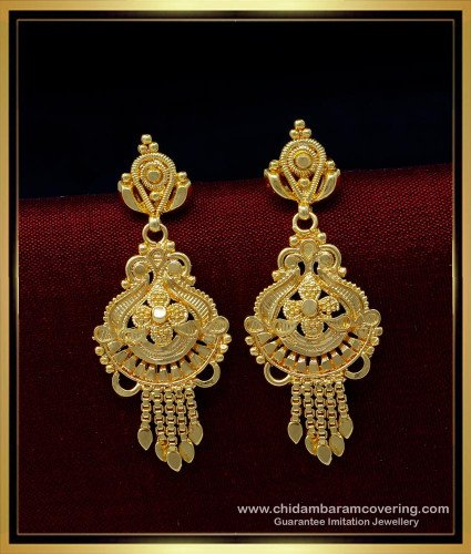 ERG1415 - Traditional Gold Earrings Designs Daily Use 1 Gram Gold Earrings for Women 