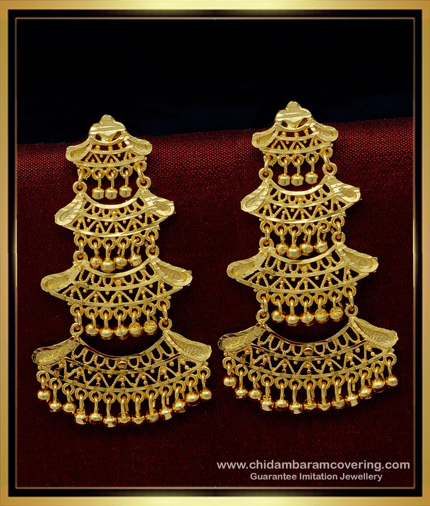 light weight gold earring with weight, earring with price, Bengali bridal gold Earrings, kammalu design,3 layer earrings gold, Wedding Earrings, Gold Jhumkas, 