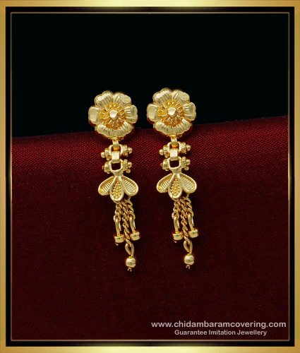 ERG1436 - Elegant Flower Design Light Weight One Gram Gold Earrings for Girls