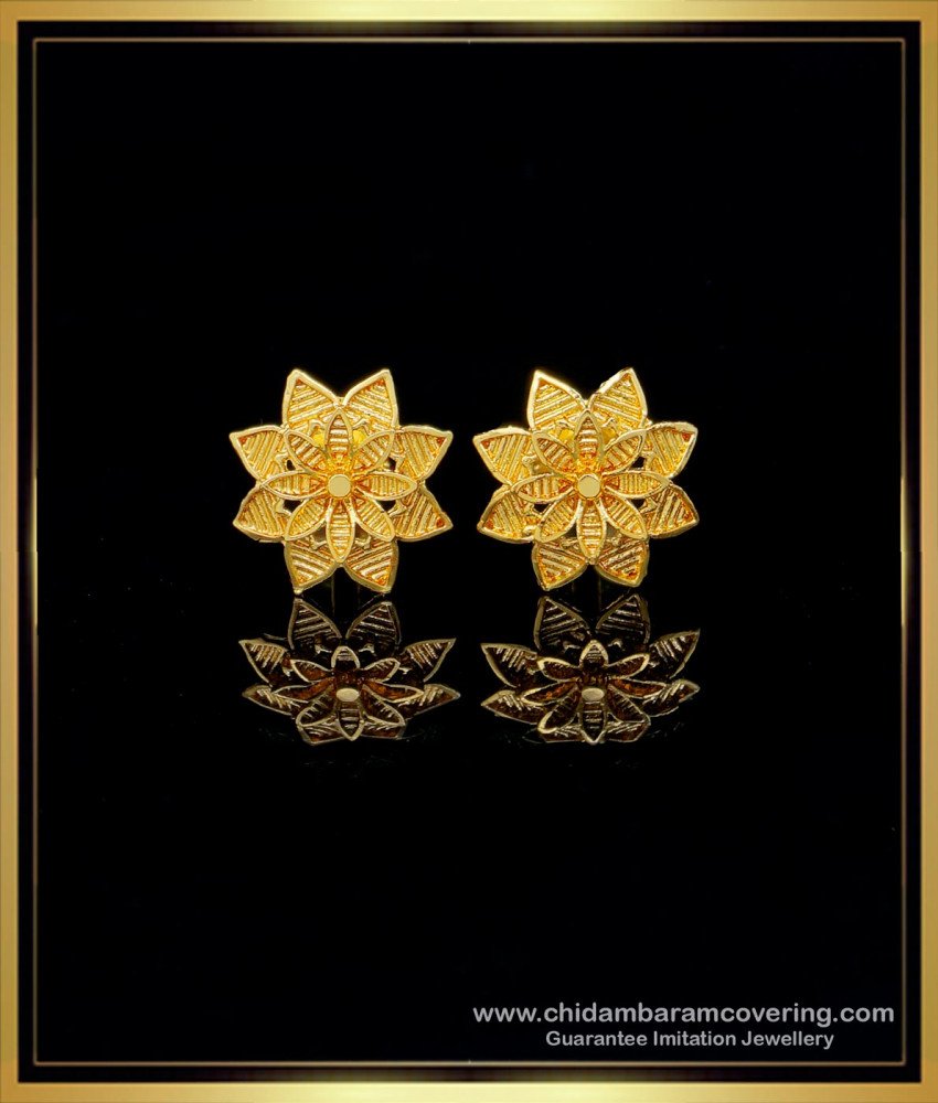 gold plated earrings, small studs, small earrings, gold tops, one gram gold earrings, gold covering earrings, screw earrings, screw back earrings,