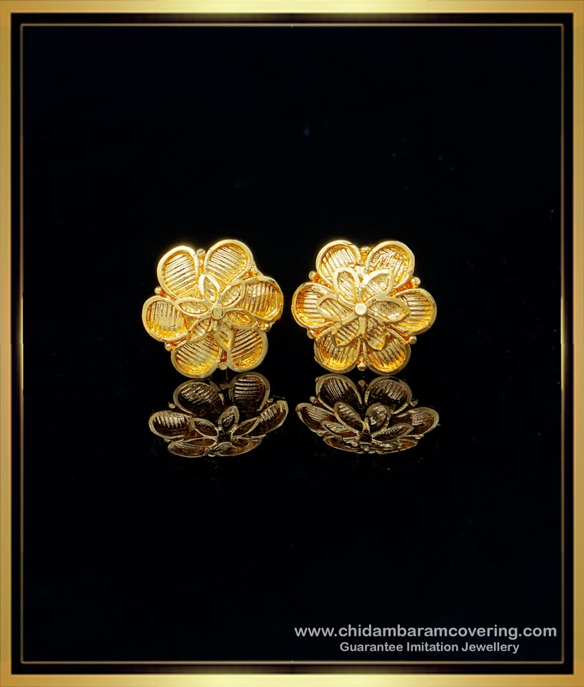 gold plated earrings, small studs, small earrings, gold tops, one gram gold earrings, gold covering earrings, screw earrings, screw back earrings,