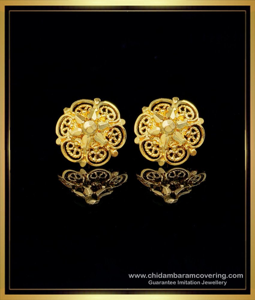 gold plated earrings, small studs, small earrings, gold tops, one gram gold earrings, gold covering earrings, screw earrings, screw back earrings,