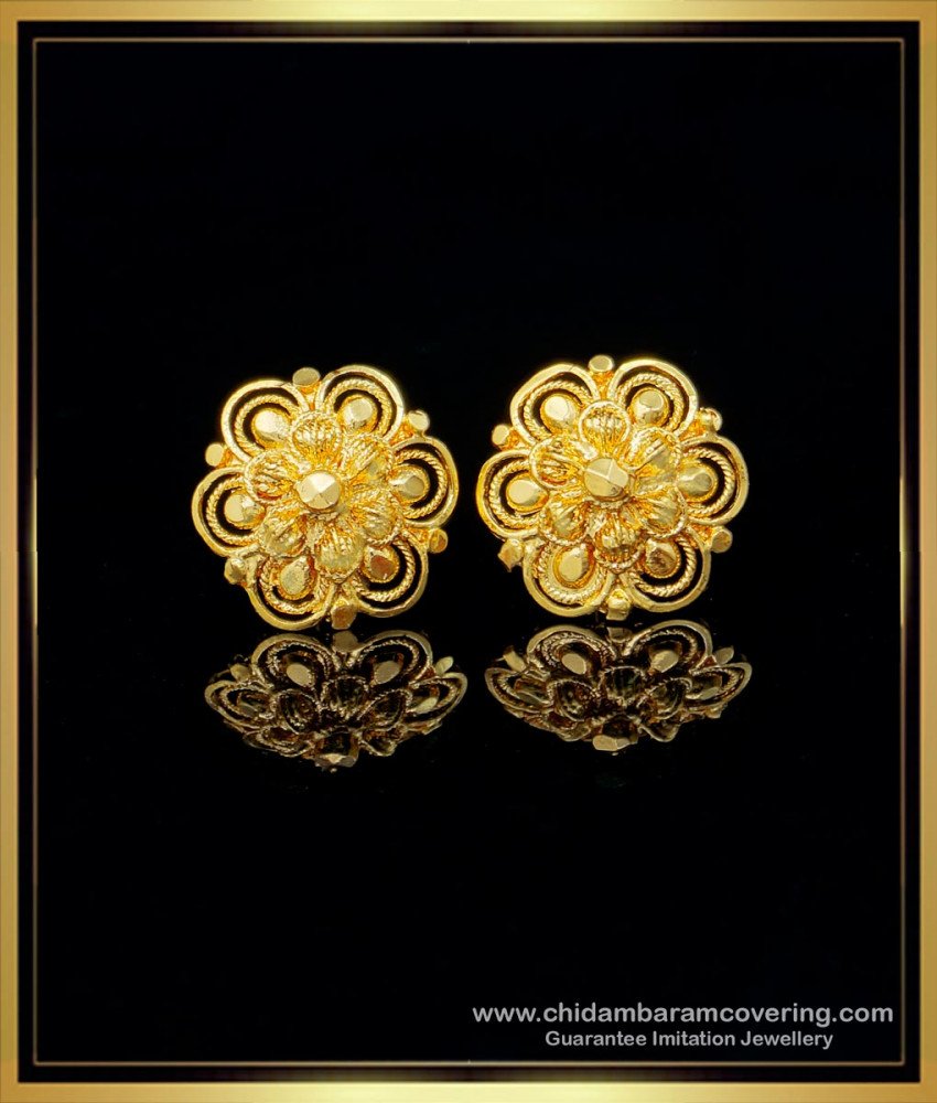 gold plated earrings, small studs, small earrings, gold tops, one gram gold earrings, gold covering earrings, screw earrings, screw back earrings,