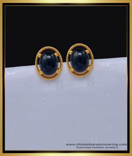 ERG1477 - Traditional Gold Design One Gram Gold black beads Stud Earrings for Women