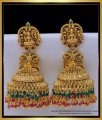 big jhumkas, designer jewellery, latest gold buttalu design, temple buttalu design, temple jhumkas earring, one gram gold jewellery online, nagas jhumkas,