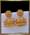 big jhumkas, designer jewellery, latest gold buttalu design, temple buttalu design, temple jhumkas earring, one gram gold jewellery online, nagas jhumkas,