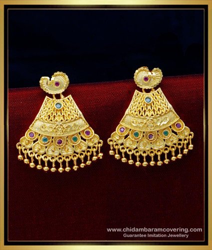 ERG1533 - New Model First Quality Forming Gold Multi Stone Gold Earrings Design for Ladies