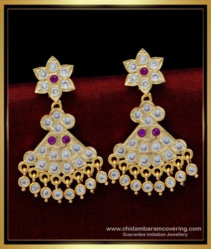 ERG1536 - 1 Gram Gold Plated Ad Stone Impon Earrings Online Shopping