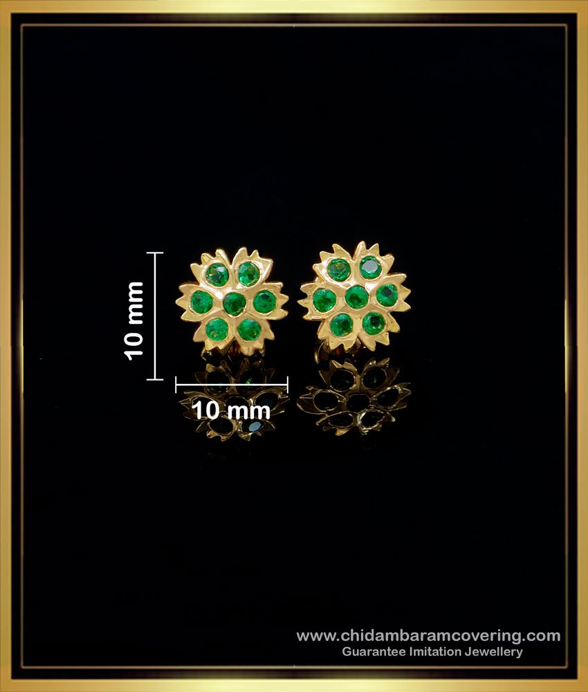 impon earrings, gold earrings for daily use, impon 5 metal jewellery, Impon kammal, Impon stud Earrings, Panchaloha Earrings, impon kammal price, Impon earrings designs, emerald earrings, green stone earrings, 