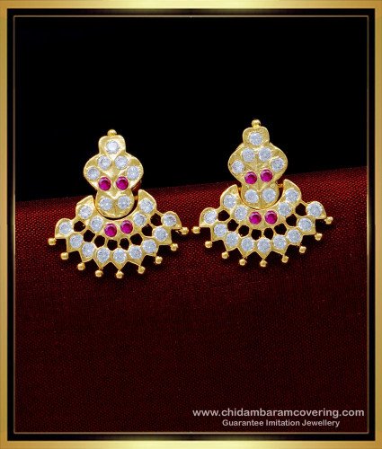 ERG1561 - Attractive 5 Metal Gold Look Stone Earrings Impon Kammal Online Shopping