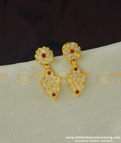 ERG379 - Traditional Five Metal Gold Design Stone Danglers Impon Earrings Best Price Buy Online