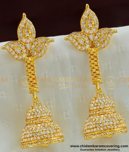 ERG505 - Diamond Look Very Grand Ad Stone Party Wear High Quality Long Jhumka Earring 