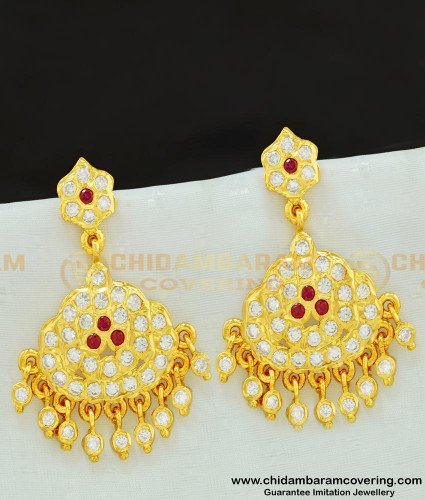 ERG586 - Gold Inspired Traditional Stone Danglers Indian Impon Gold Earrings Online 