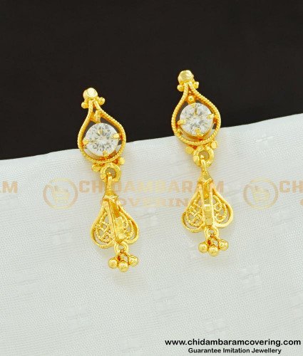 ERG597 - Sparkling Diamond White Stone Earring One Gram Imitation Jewelry  