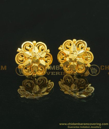 ERG636 - Traditional Flower Design Gold Plated Daily Wear Stud for Women 