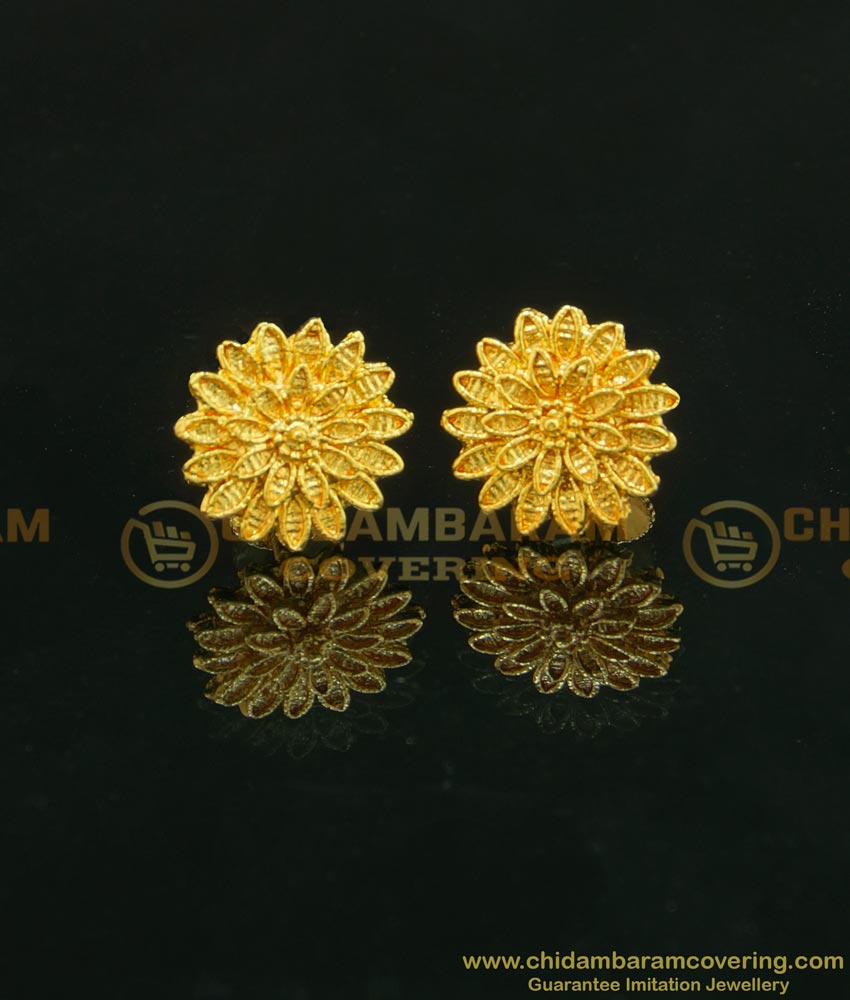 ERG637 - One Gram Gold Covering Sunflower Design Stud Earring for Girls