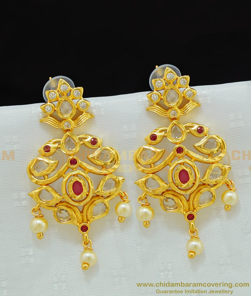ERG649 - Grand Look Bridal Wear Designer Uncut Diamond Earrings Online
