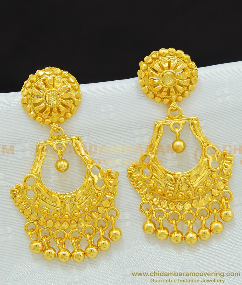 ERG667 - Gold Finish Forming Party Wear Plain Danglers Earring Buy Online