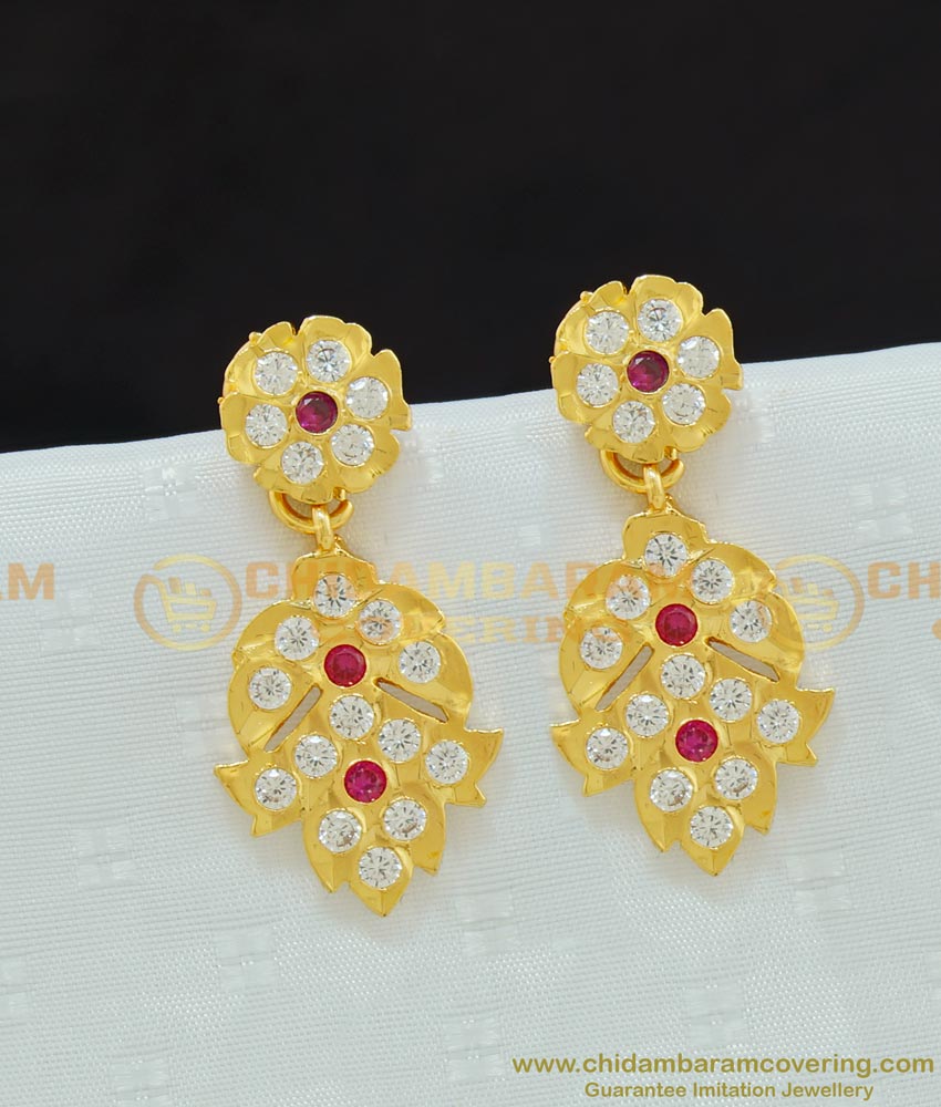 ERG673 - Traditional Design Full Ad Stone Impon Dangler Earring Design for Girls