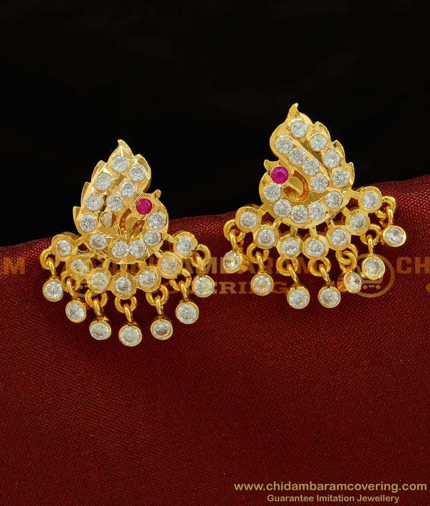 ERG702 - Latest Beautiful Peacock Design Impon Stud Earring Gold Plated Five Metal Jewellery Online