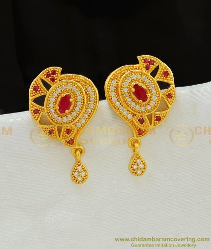 ERG745 - High Quality Party Wear Fine Ad Stone Bid Studs Earring One Gram Gold Jewellery Online