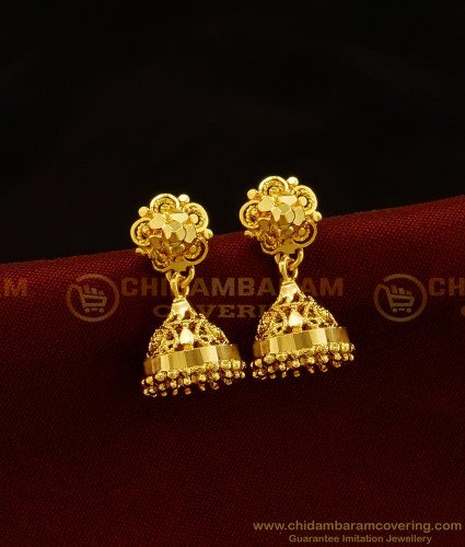 ERG855 - South Indian Light Weight Medium Size Jhumkas Earring Small Kammal Design Low Price 