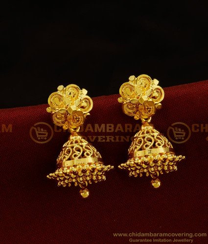 ERG896 - Traditional Gold Earring Designs for Daily Use Screwback Earrings  