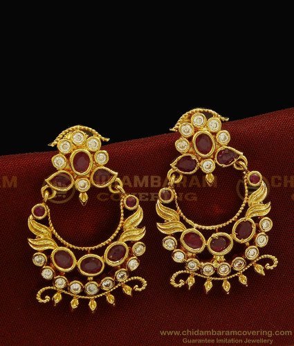 ERG914 - New Collections Designer Stone Chandbali Earring Design Imitation Jewlery