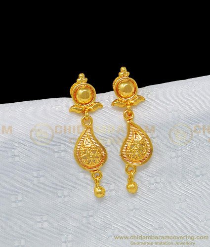 ERG960 - Beautiful Light Weight Mango Design 1 Gram Small Dangle Earrings Online 