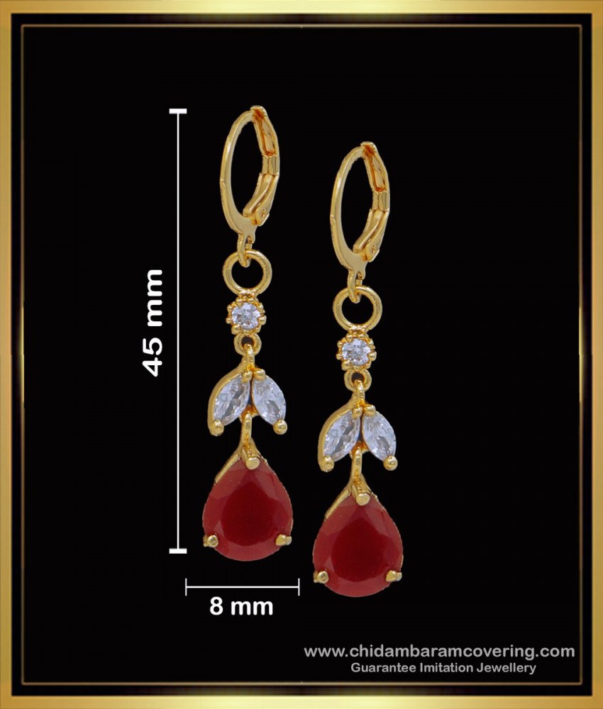 Modern Ruby Stone bali Earrings Artificial Jewellery 