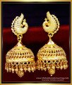 1 Gram Gold Plated Peacock Design Big Jhumka Earrings