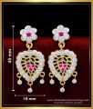 Gold Look White and Ruby Stone Impon Earrings Online