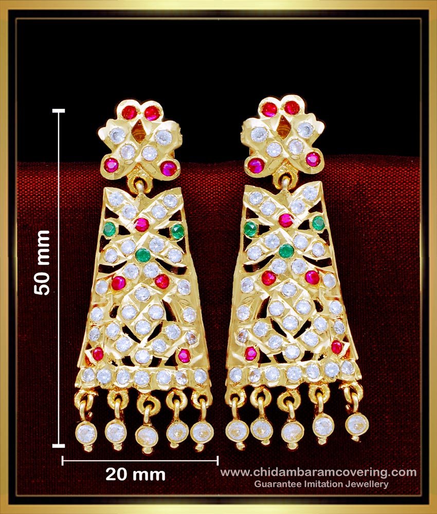 Latest Multi Stone Women Impon Earrings Online Shopping