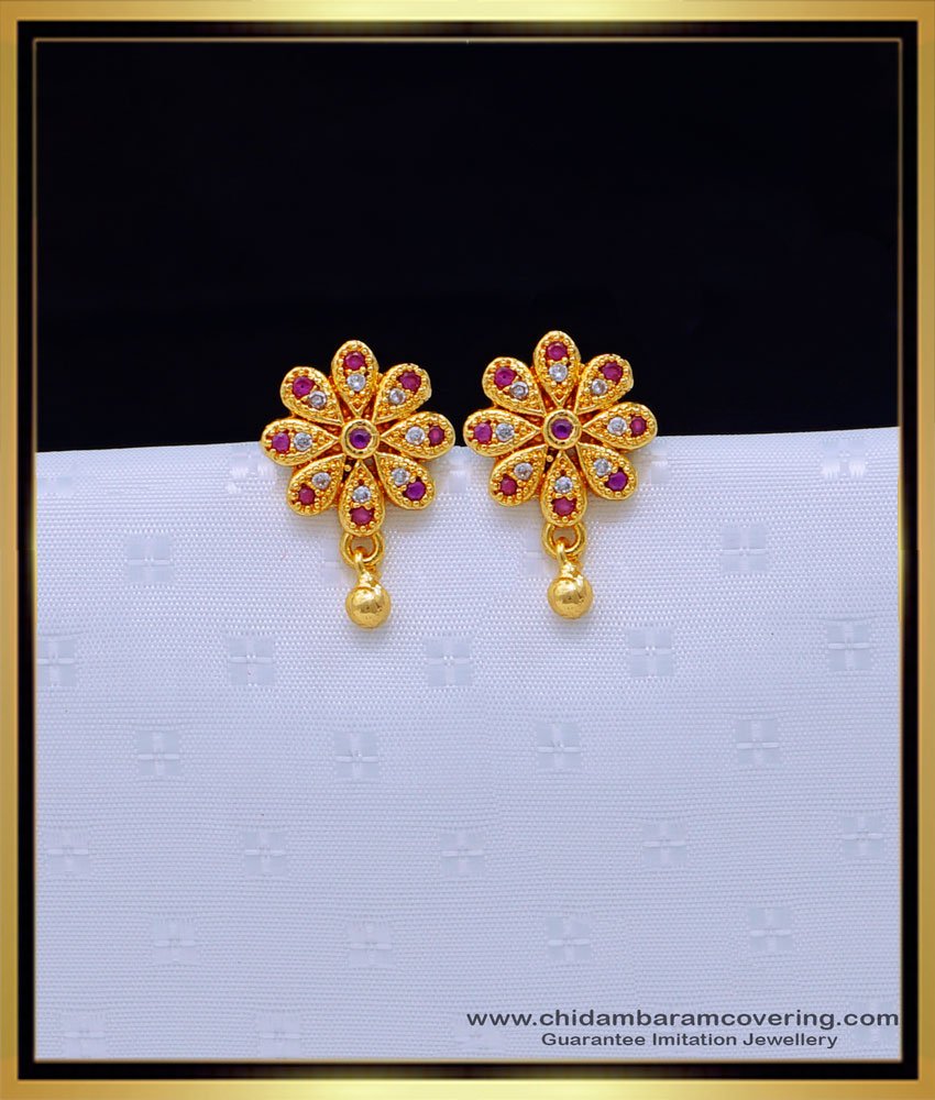 Cute White Stone Flower Design Stone Earrings Studs