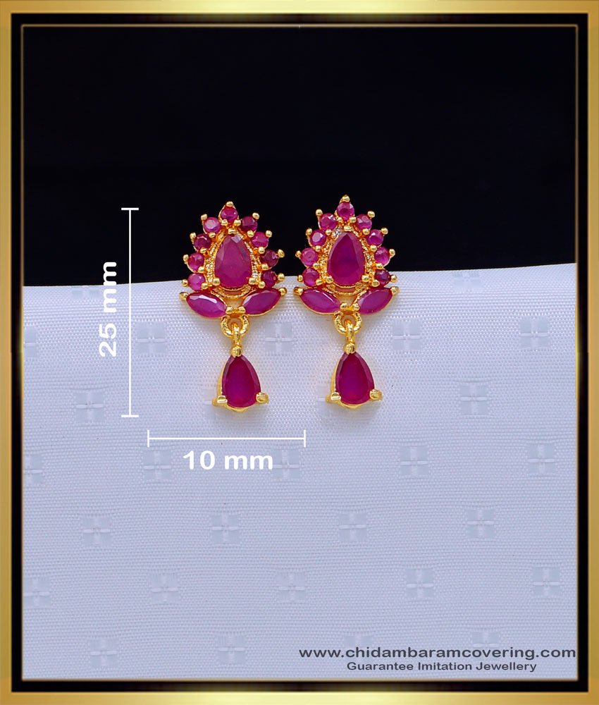 Attractive Ruby Stud Earrings 1 Gram Gold Jewellery Online