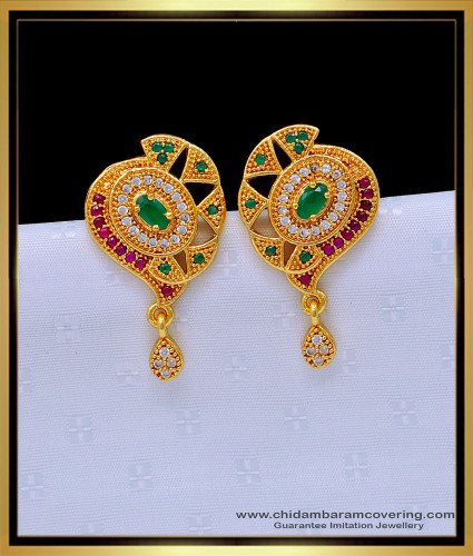 ERG1646 - Latest Model Zircon Stone Stud Earrings Designs for Women 