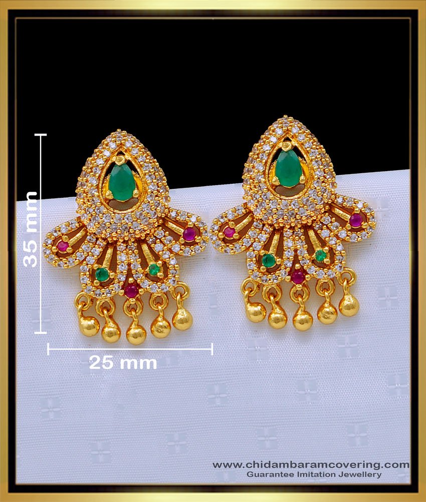 Buy Large Size Stylish Multi Colour Zircon Stone Earrings Online