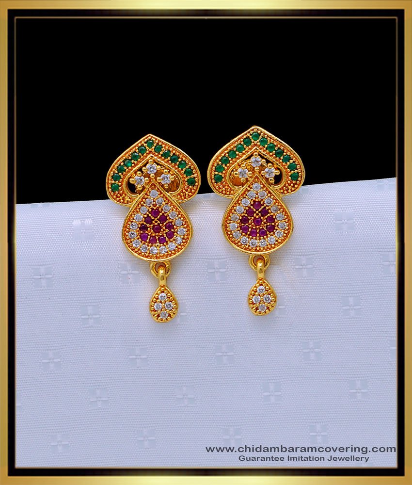 Trendy Gold Plated Jewellery Multi Stone Stud Earrings Online