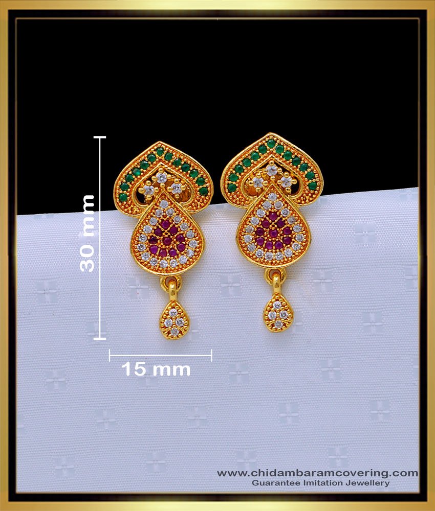 Trendy Gold Plated Jewellery Multi Stone Stud Earrings Online