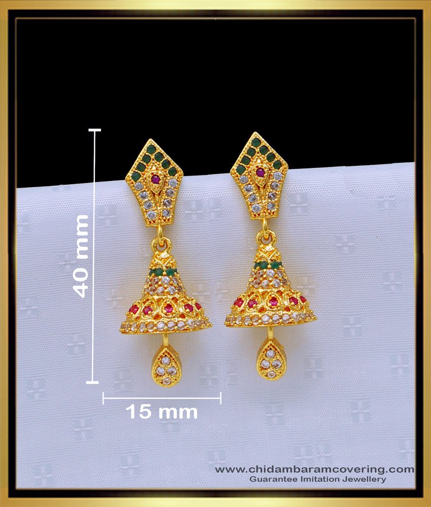 One Gram Gold Ad Stone Jhumkas Design for Women