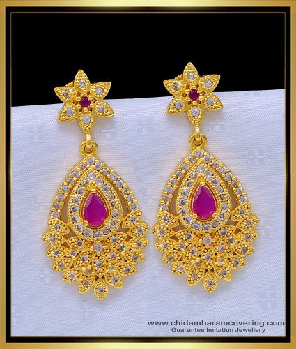 ERG1658 - Latest Modern Long Stone Earrings Design for Girls 