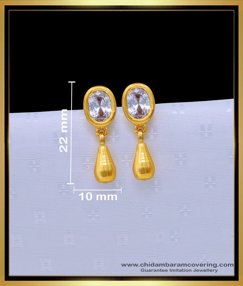 First Quality White Stone 2 Gram Gold Earrings for Baby Girl